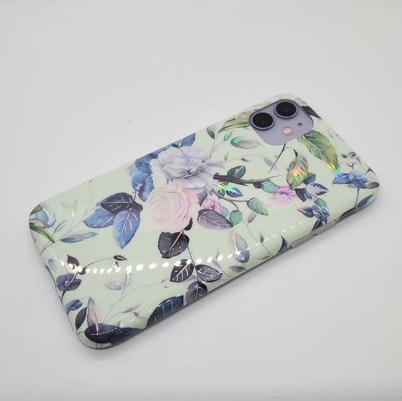 Floral iPhone 11 Case iPhone 12 Pro Max Case Floral laser Holographic - Picture 6 of 8